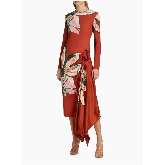 NWT Silvia Tcherassi Ananya Floral Draped Midi-Dress Size M $1190 - Picture 2 of 11